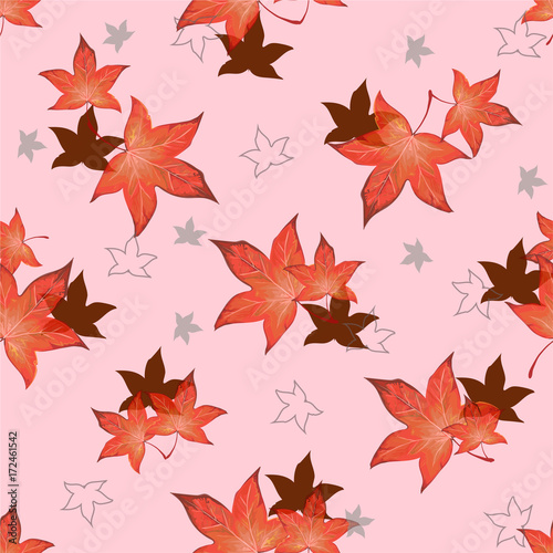 Transparent red autumn leaves