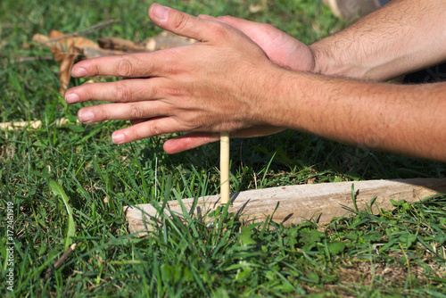 Making fire with hands