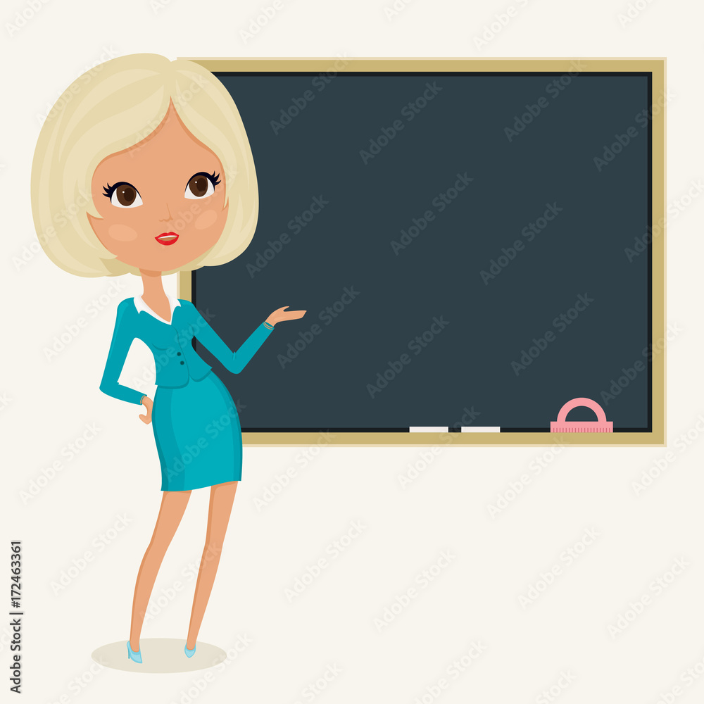 Teacher close to blackboard Teacher close to blackboard