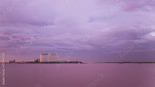 Sunset in Cambodia's capital, Phnom Penh looking at Sokha Hotel photo