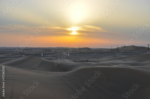 Sunset  desert of Abu Dhabi  UAE