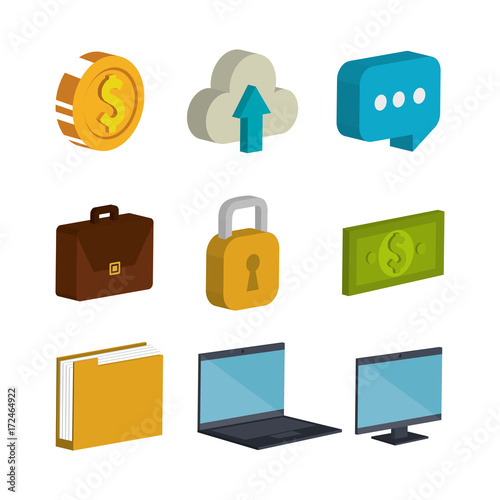 electronic commerce isometrics icons