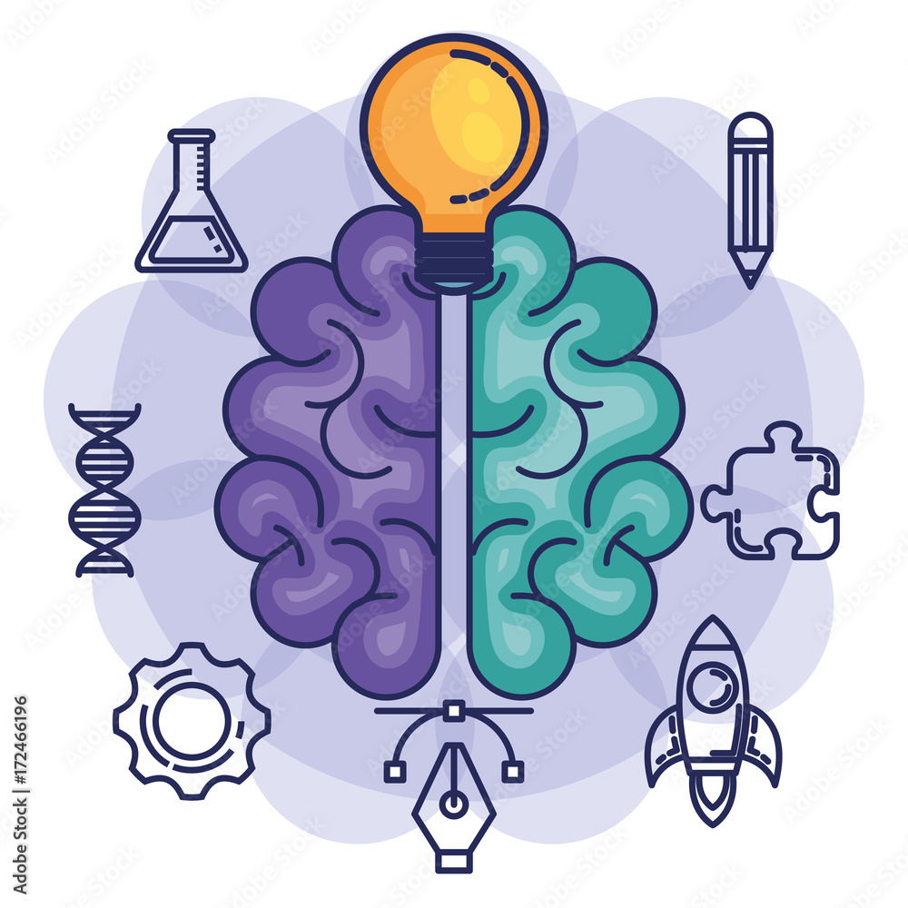 Naklejka premium brain storming set icons