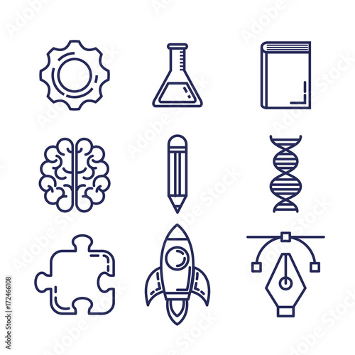 brain storming set icons