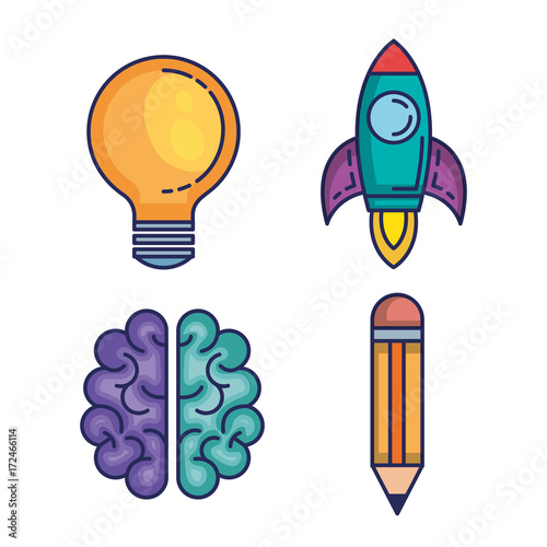 brain storming set icons