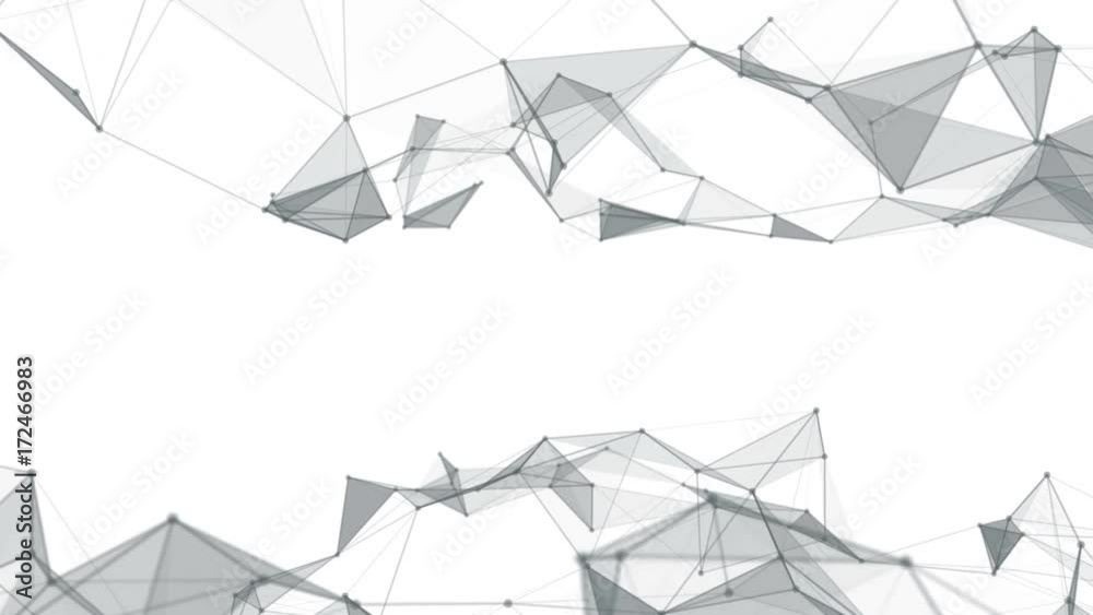 Beautiful abstract geometric background lines and dots, plexus.Slow motion.