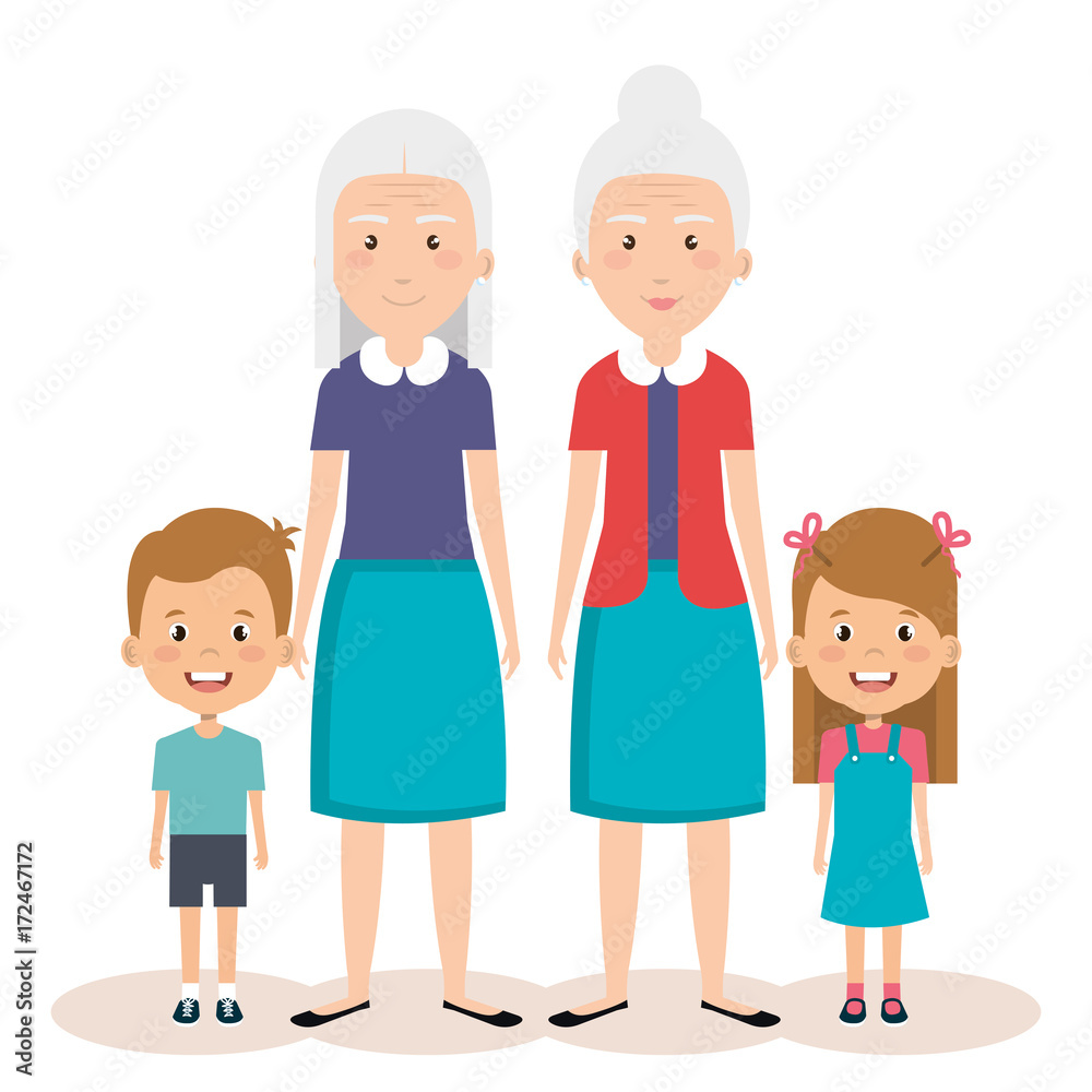 grandparents group with grandchildren avatars