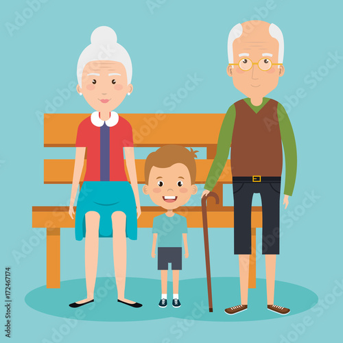 grandparents couple with grandson avatars characters