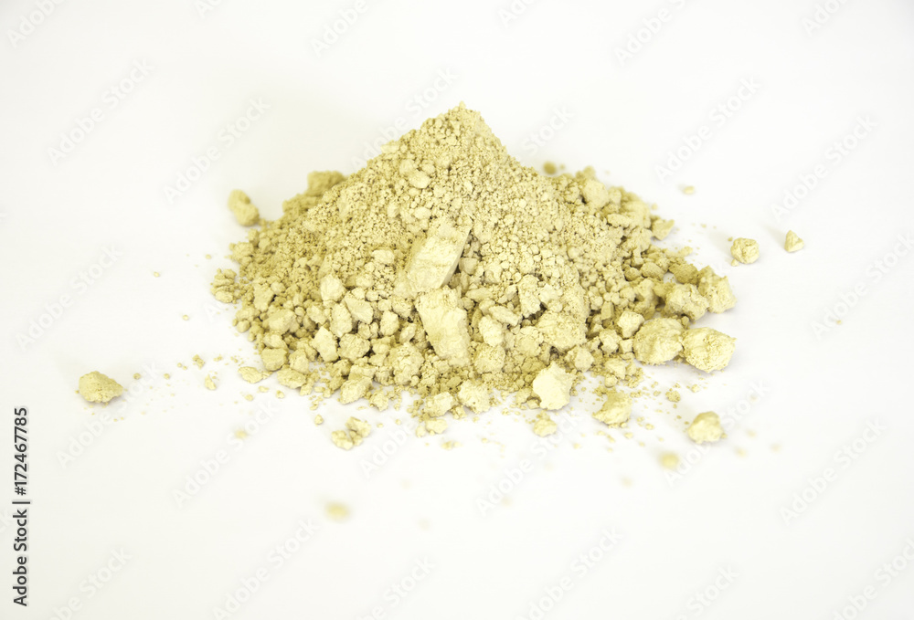 french ochre pigment isolated over white french ochre pigment isolated over white