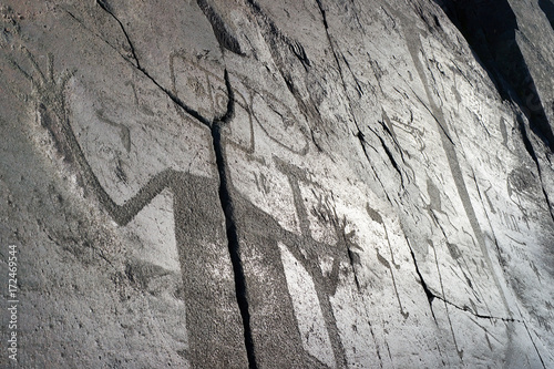 Petroglyphs of Lake Onega Cape Besov Nos. Russia, Karelia photo