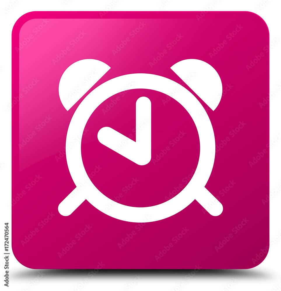 Alarm clock icon pink square button Alarm clock icon pink square button