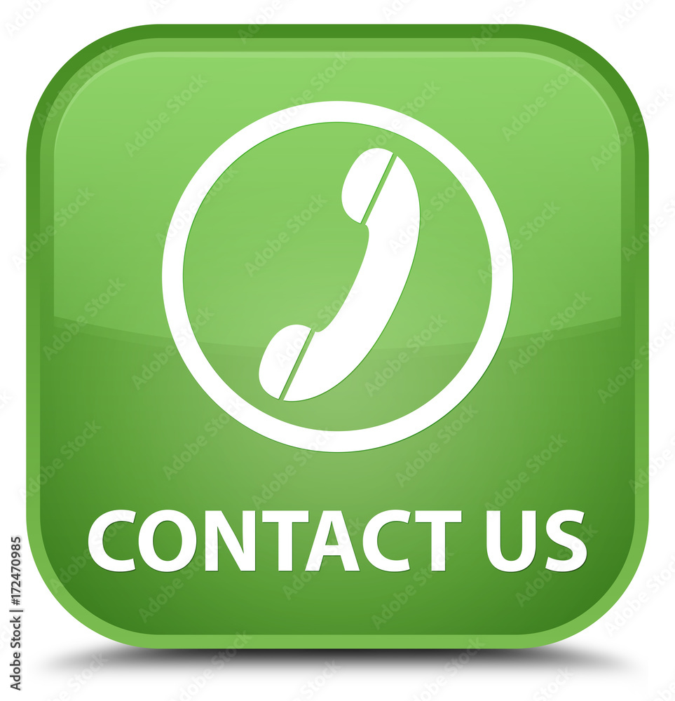 Contact us (phone icon) special soft green square button Contact us (phone icon) special soft green square button