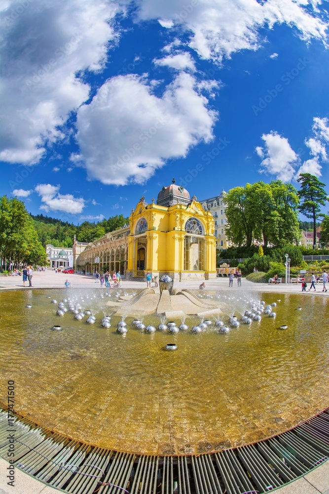 Main colonnade and Singing fountain - Marianske Lazne (Marienbad) - great famous Bohemian spa town in the west part of the Czech Republic (region Karlovy Vary)
