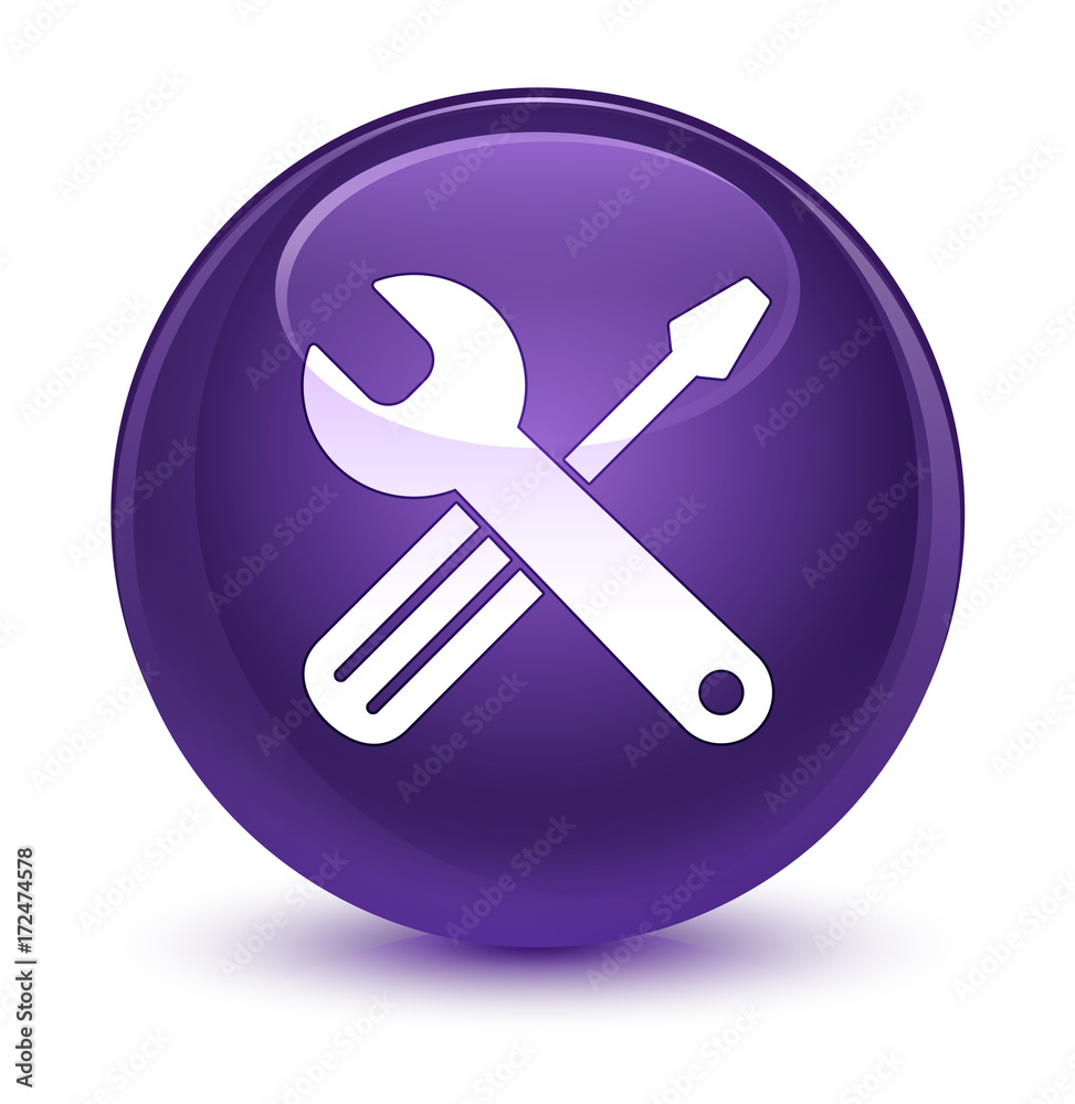 Tools icon glassy purple round button Tools icon glassy purple round button