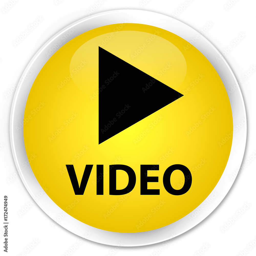 Video premium yellow round button Video premium yellow round button