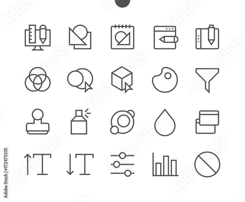 Graphic Design Pixel Perfect Well-crafted Vector Thin Line Icons 48x48 Ready for 24x24 Grid for Web Graphics and Apps with Editable Stroke. Simple Minimal Pictogram