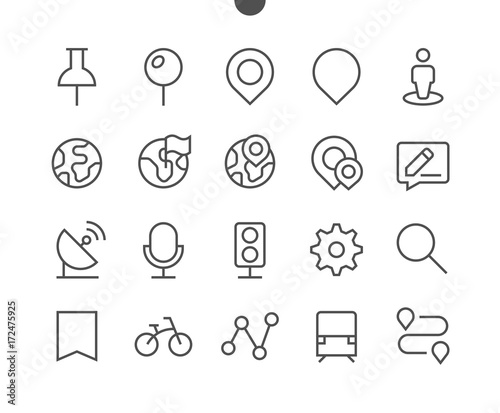 Location Pixel Perfect Well-crafted Vector Thin Line Icons 48x48 Ready for 24x24 Grid for Web Graphics and Apps with Editable Stroke. Simple Minimal Pictogram