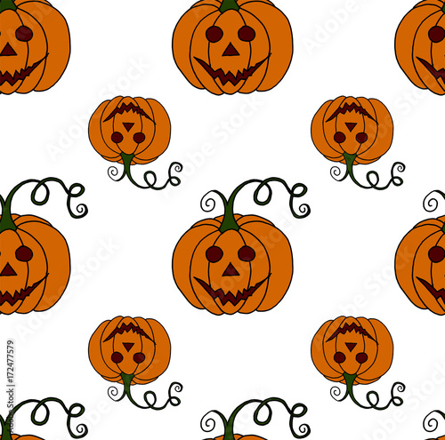 Halloween seamless pattern design with pumpkin.