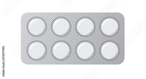 8 tablets in blister isolated on the white background