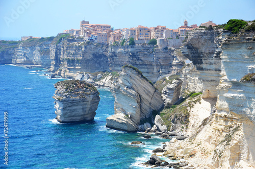 Corsican village of Bonifacio on the cliff side photo