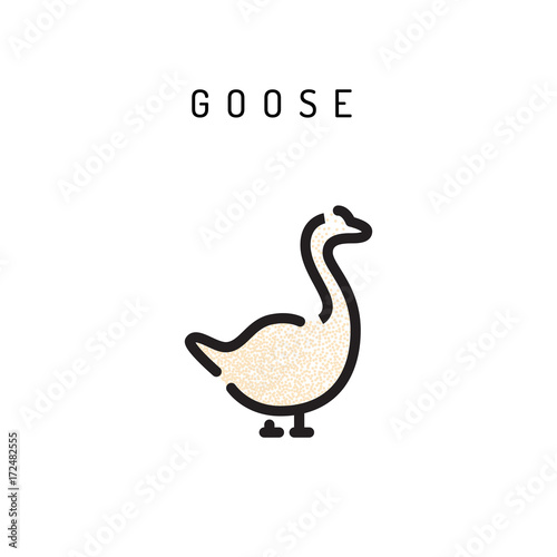 goose icon in flat outline style, isolated vector illustration on white background