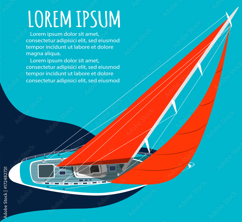 Obraz premium Yacht club flyer design with sail boat