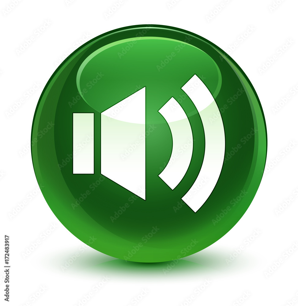 Volume icon glassy soft green round button Volume icon glassy soft green round button
