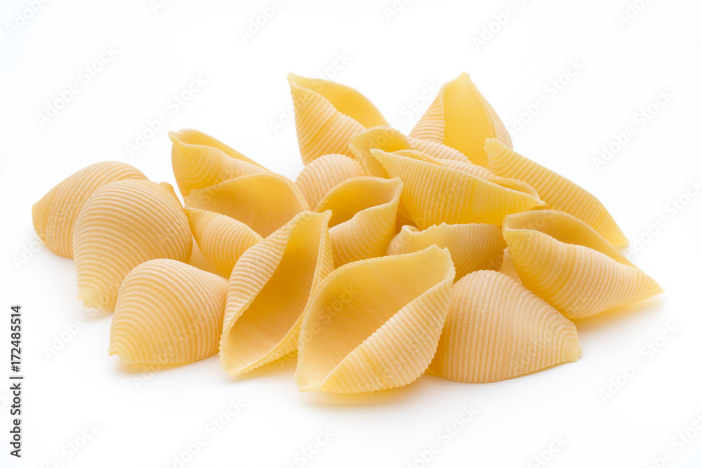 Italian lumaconi isolated on white background. Italian lumaconi isolated on white background.