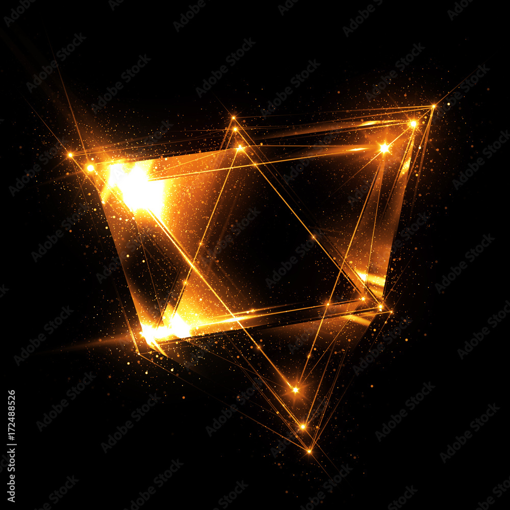 3d abstract background with geometric. Concept new technology and dynamic motion. Digital data visualization. .Diamond prism. Polygonal crystals. Bright figure in starry cosmos. Glowing triangles 3d abstract background with geometric. Concept new technology and dynamic motion. Digital data visualization. .Diamond prism. Polygonal crystals. Bright figure in starry cosmos. Glowing triangles