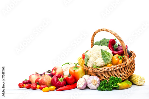 Vegetables on a white background.