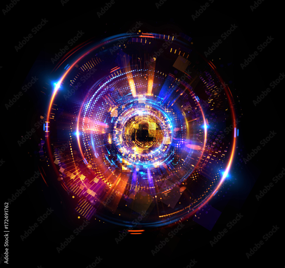 Abstract background. luminous swirling. Elegant glowing circle. Big data cloud. Light ring..Sparking particle. Space tunnel. Colorful ellipse. Glint sphere. Bright border. Magic portal. Energy ball.