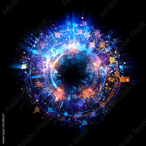 Abstract background. luminous swirling. Elegant glowing circle. Big data cloud. Light ring..Sparking particle. Space tunnel. Colorful ellipse. Glint sphere. Bright border. Magic portal. Energy ball.