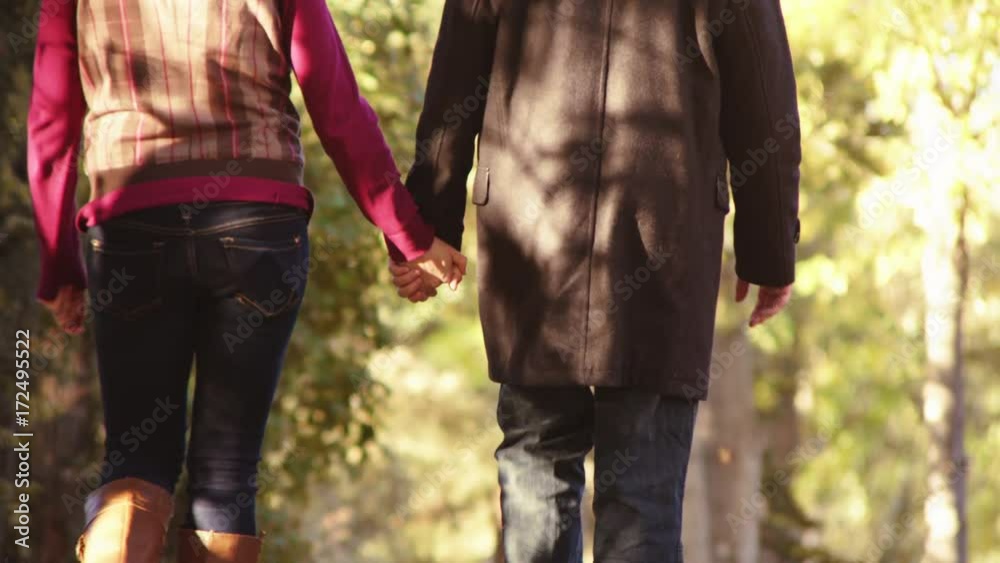 Couples holding hands down autumn lane Couples holding hands down autumn lane