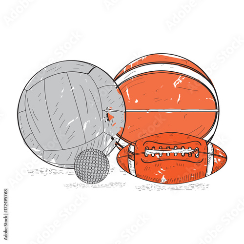Set of retro styled sport balls, Vector illustration
