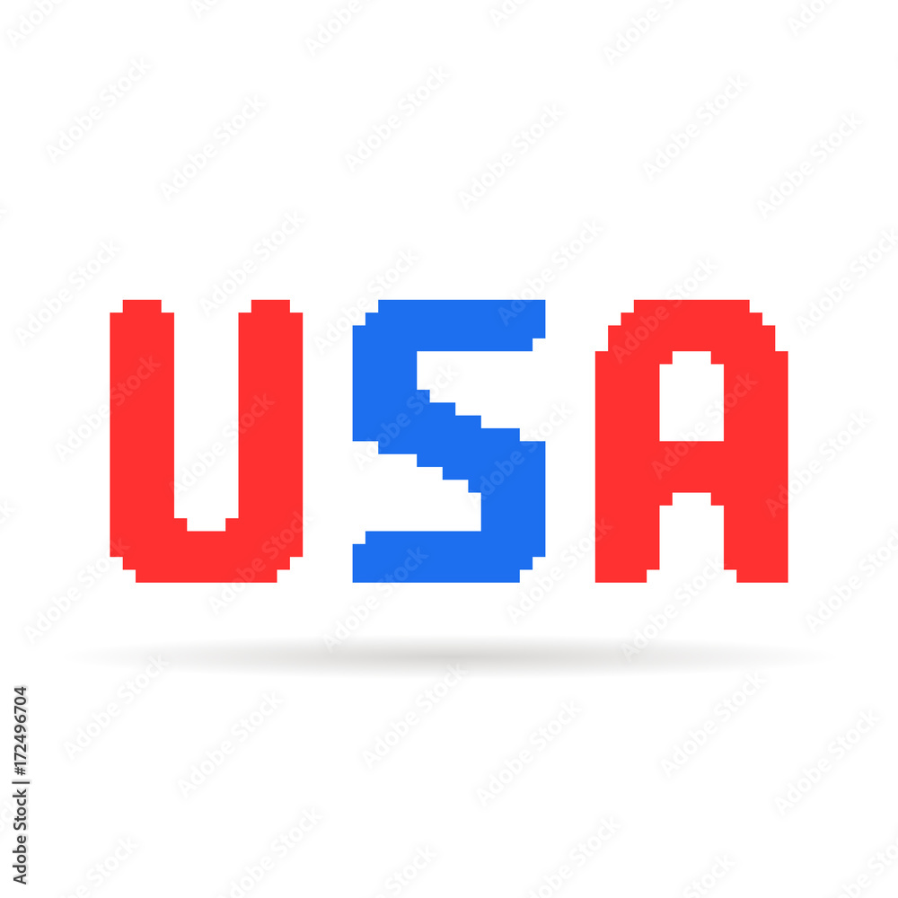 red and blue pixel art usa text red and blue pixel art usa text