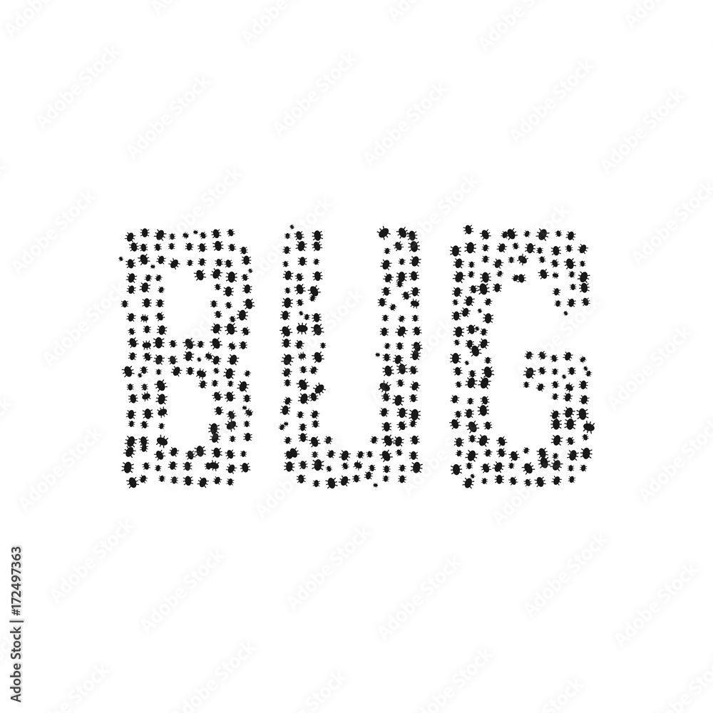 black simple bug text