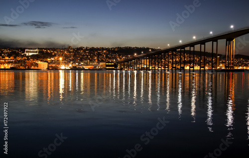 Tromsoe Bridge at Night, Norway, Europe