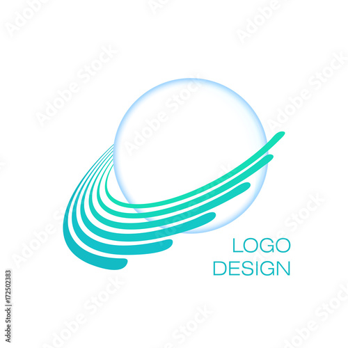 Blue planet. Creative globe logo concept. Uranus. Vector