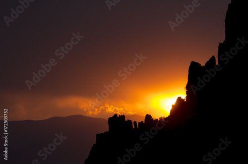 Sunset Behind Rocks