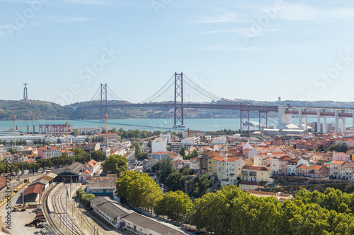 view on travel city Lisbon from top place