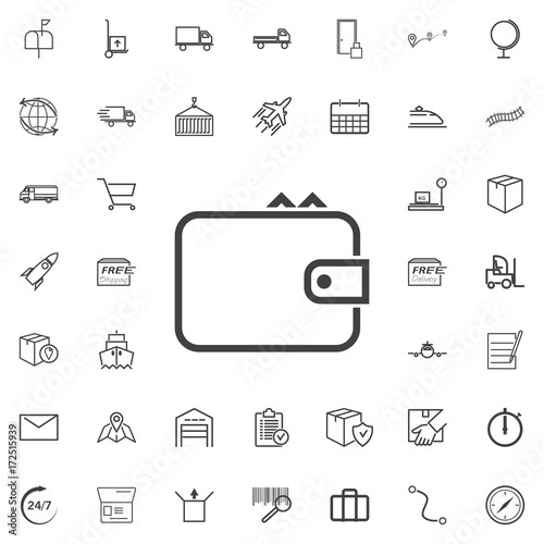 Wallet line icon logistics transportation parcel shipping delivery icons set Flat isolated on the white background. Vector illustration.Trendy style for graphic design logo