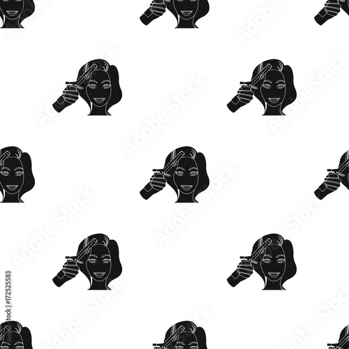 Hair curling in the hairdresser. Curling Hair single icon in black style vector symbol stock illustration web.