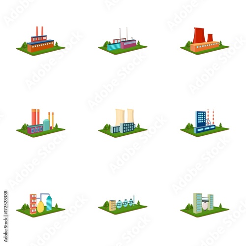 Processing factory,metallurgical plant and other production. Factory and industry set collection icons in cartoon style isometric vector symbol stock illustration web.