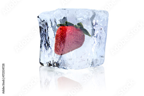 Frozen Strawberry in solid ice