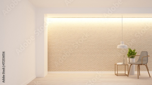 Relax space interior minimal and wall decoration empty in apartment- 3D rendering