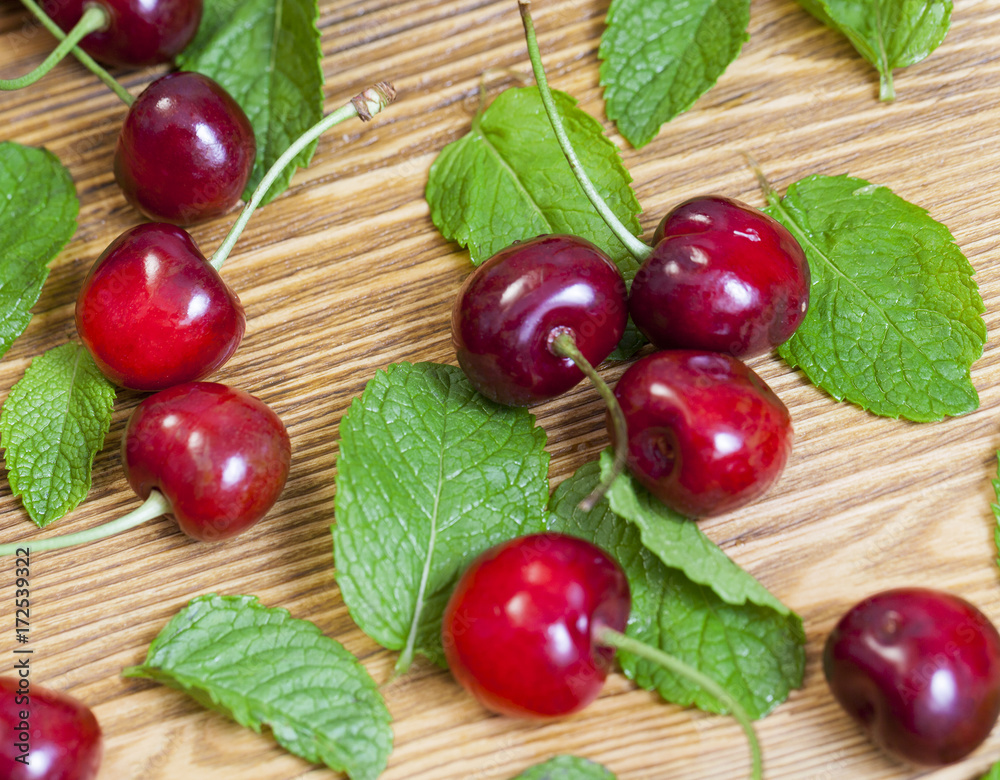 cherry and fresh mint cherry and fresh mint