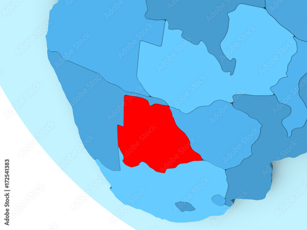 Obraz premium Botswana on blue political globe