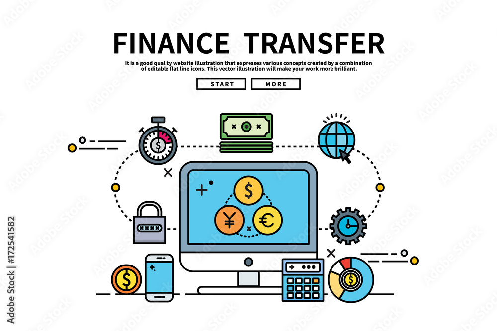 Flat line vector editable graphic illustration, business finance concept, finance transfer Flat line vector editable graphic illustration, business finance concept, finance transfer