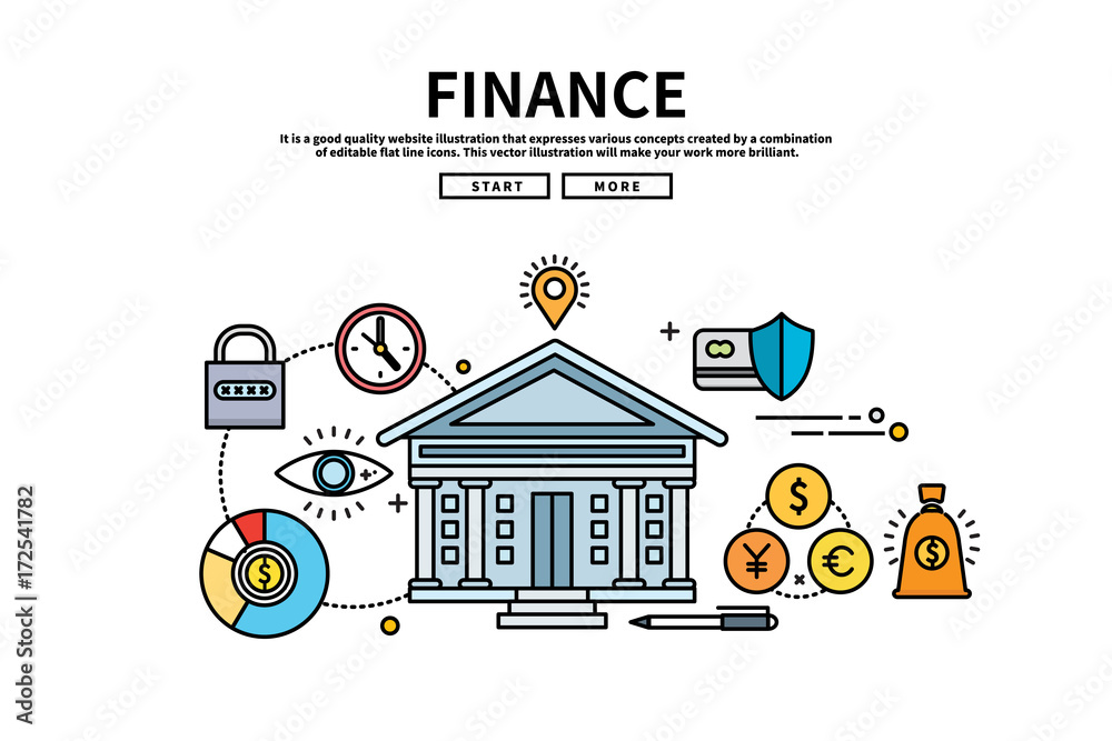 Flat line vector editable graphic illustration, business finance concept,