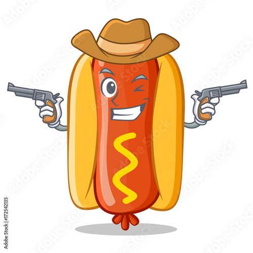 Cowboy Hot Dog Cartoon Character